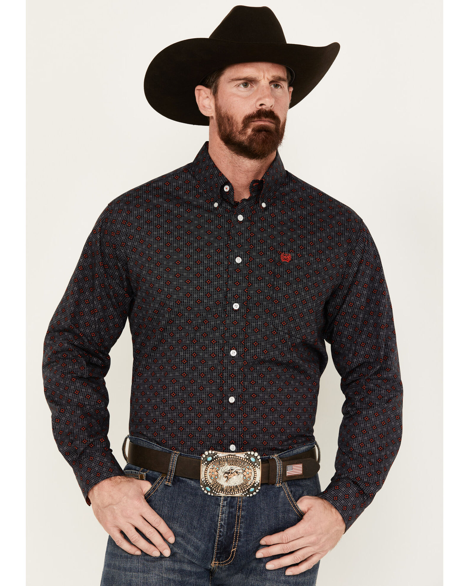 Cinch Men's Geo Print Long Sleeve Button-Down Western Shirt