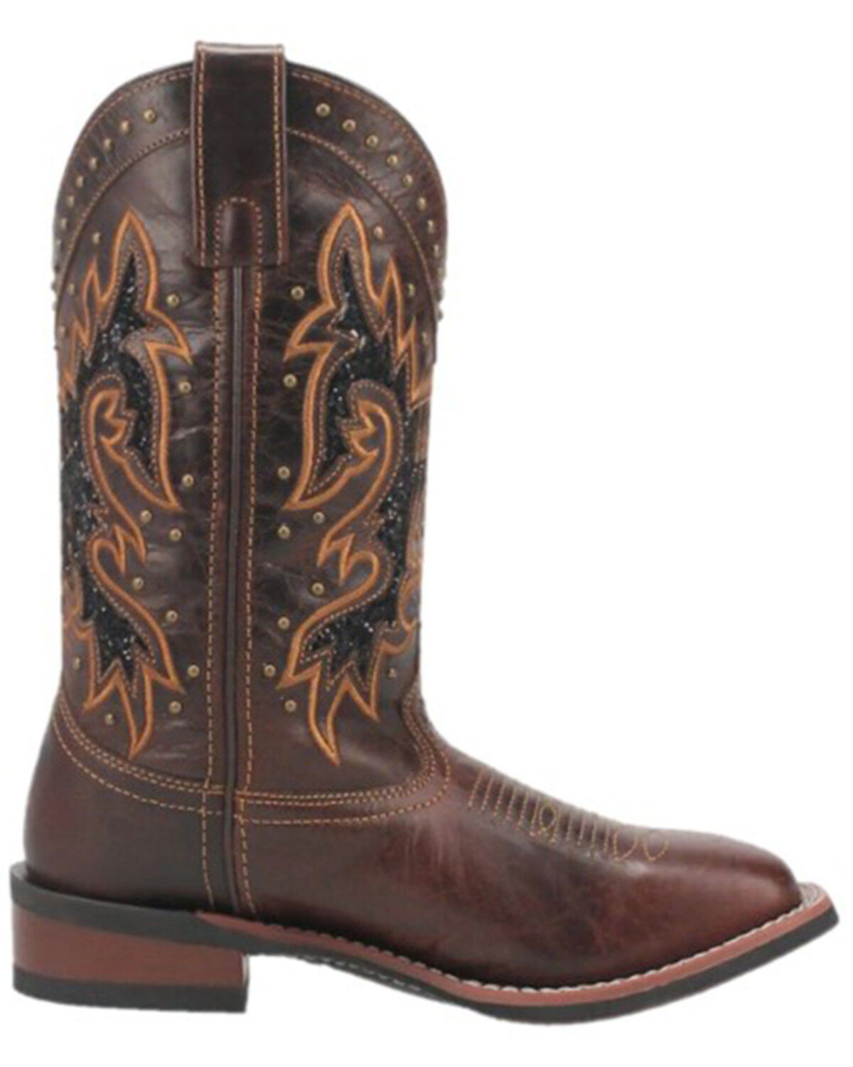 Image #2 - Laredo Women's Lockhart Studded Performance Western Boots - Broad Square Toe, Dark Brown, hi-res