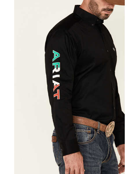 Ariat Men's Solid Black Team Mexico Logo Long Sleeve Button-Down Western Shirt , Black, hi-res