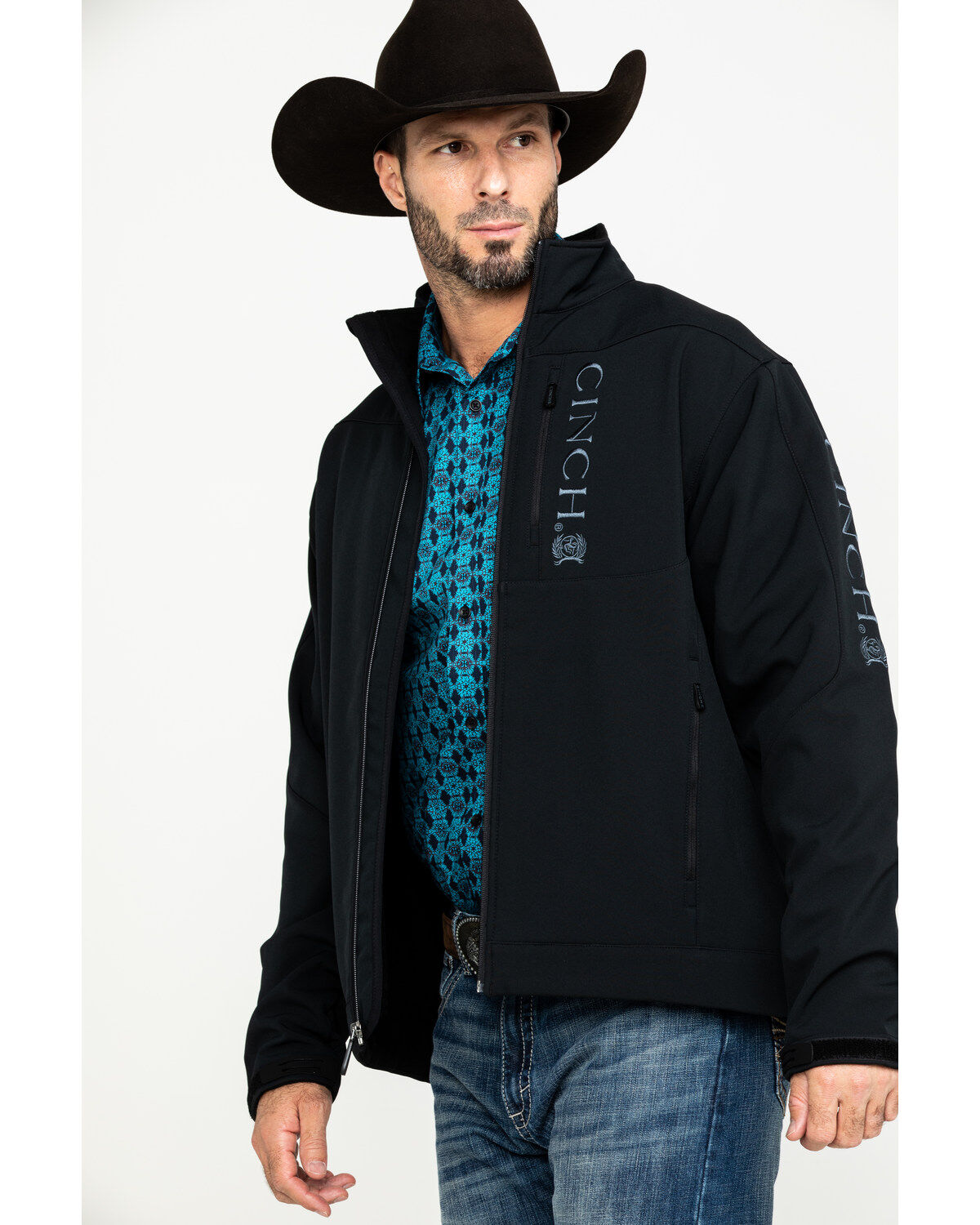 Image #1 - Cinch Men's Black Softshell Bonded Jacket, , hi-res