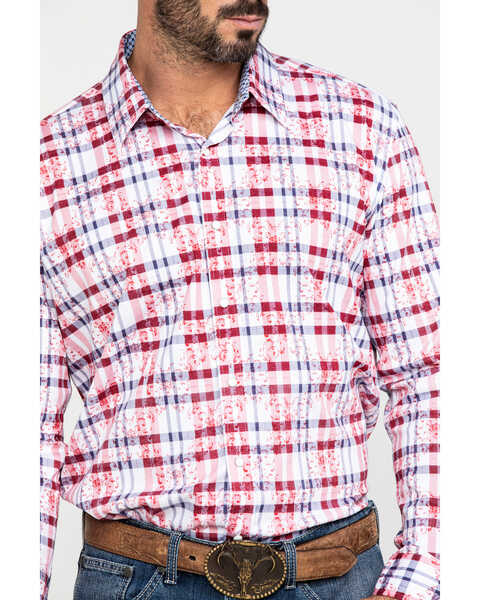Scully Signature Soft Series Men's Multi Med Plaid Long Sleeve Western Shirt, Red, hi-res