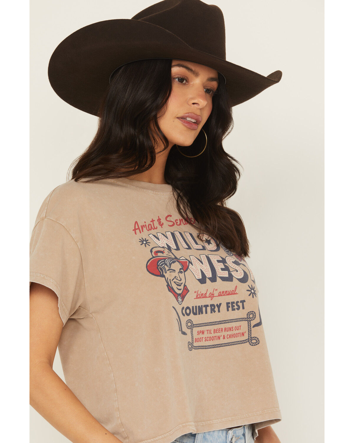 Image #2 - Ariat X Sendero Women's Wild West Short Sleeve Graphic Tee, Brown, hi-res