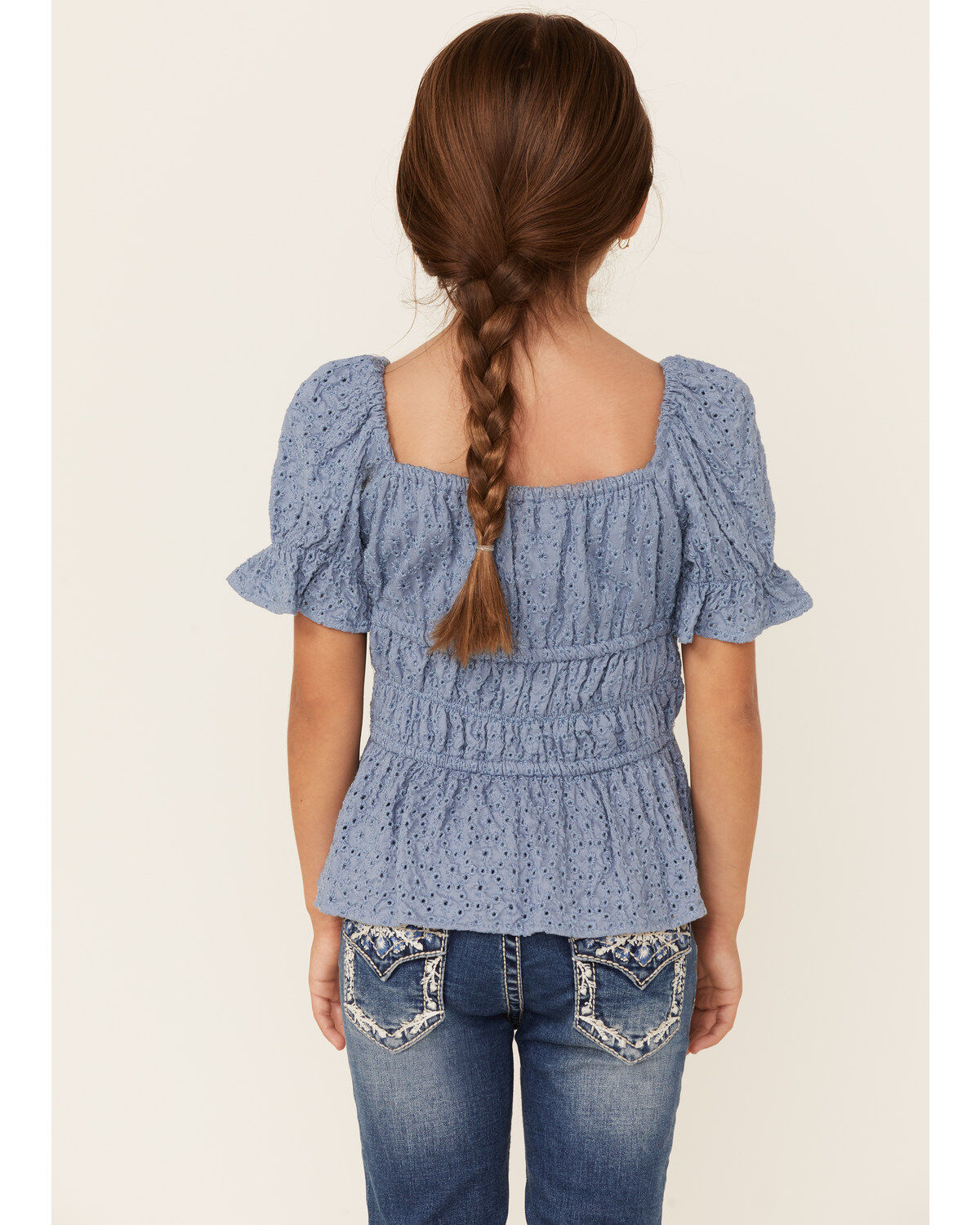 Image #3 - Shyanne Girls' Floral & Swirl Bootcut Jeans, Blue, hi-res