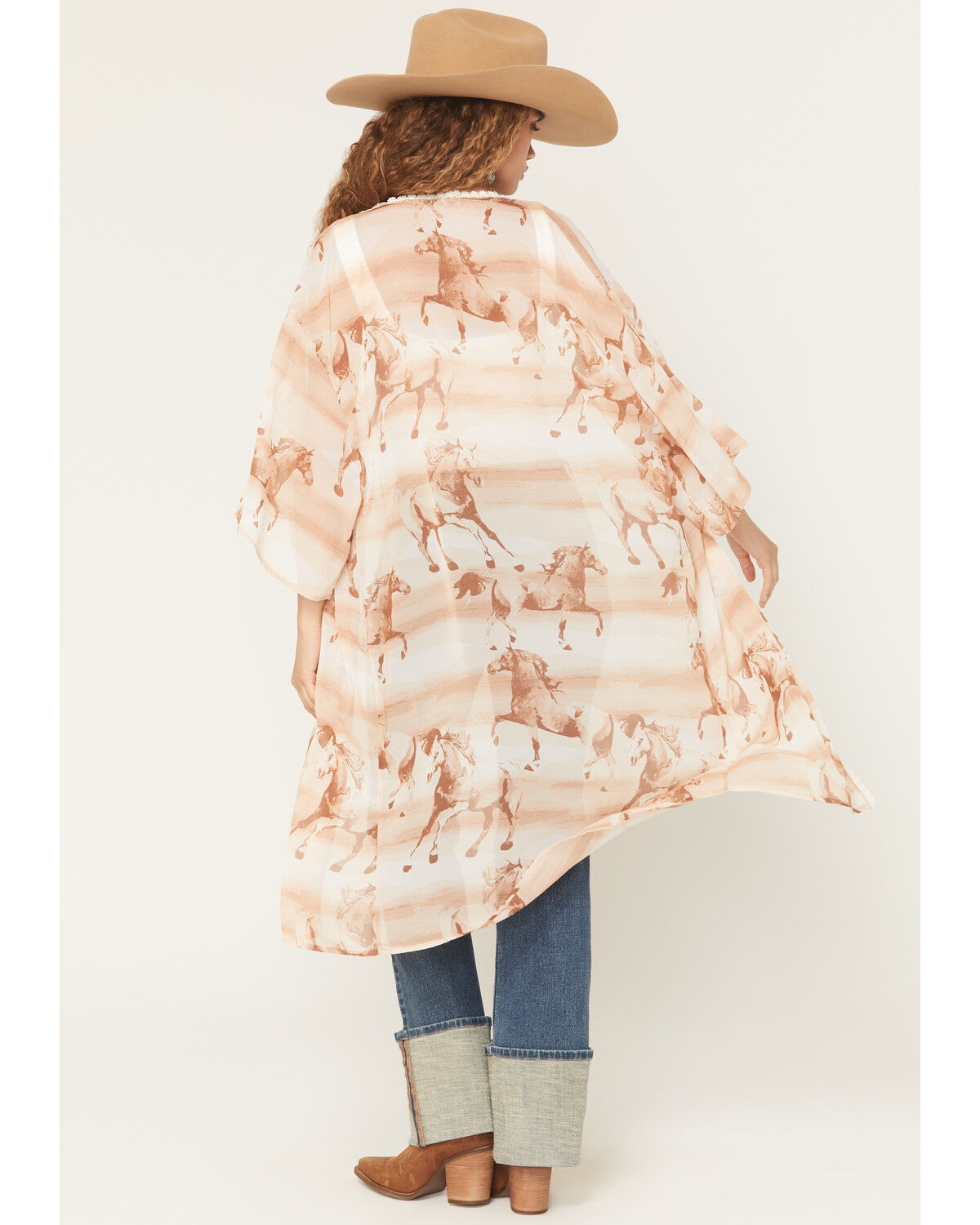 Image #4 - Wild Moss Women's Horse Print Kimono, Multi, hi-res