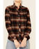 North River Women's Plaid Print Corduroy Long Sleeve Shirt, Burgundy, hi-res