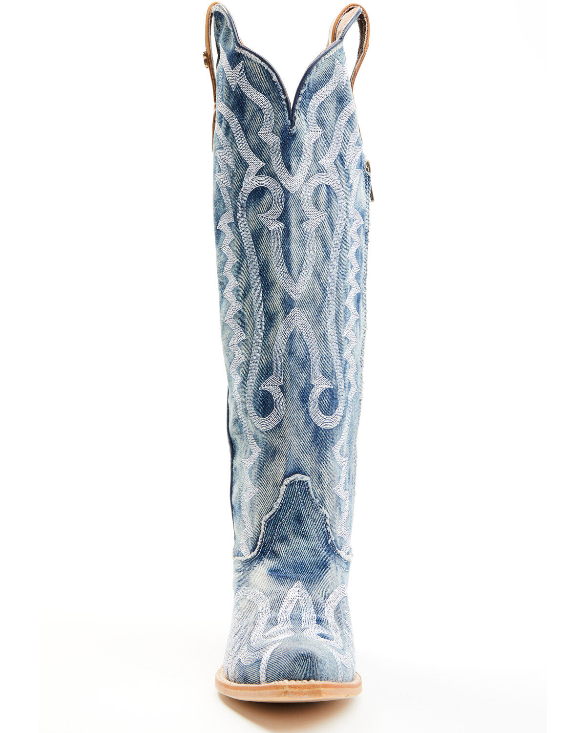 Image #4 - Dan Post Women's Denim Darlin' Tall Western Boots - Snip Toe, Blue, hi-res
