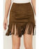 Shyanne Women's Faux Suede Fringe Skirt , Green/brown, hi-res