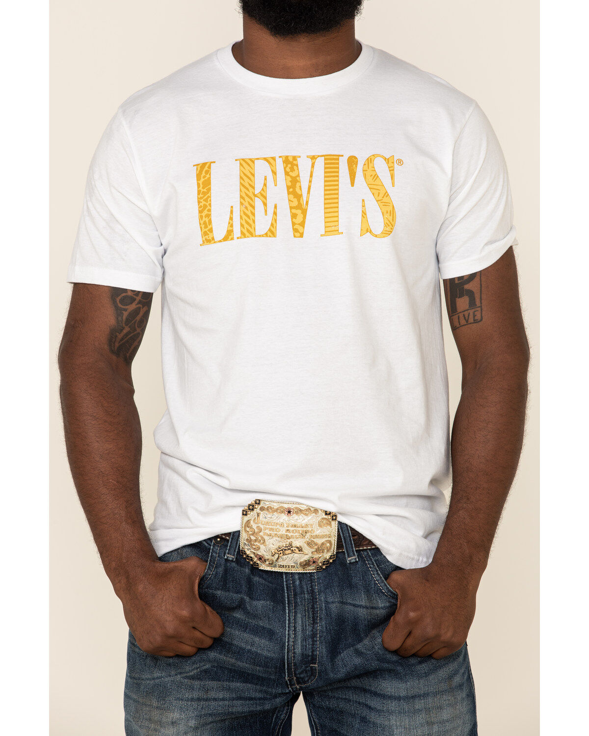 Image #3 - Levi's Men's White Trussard Logo Graphic T-Shirt, White, hi-res