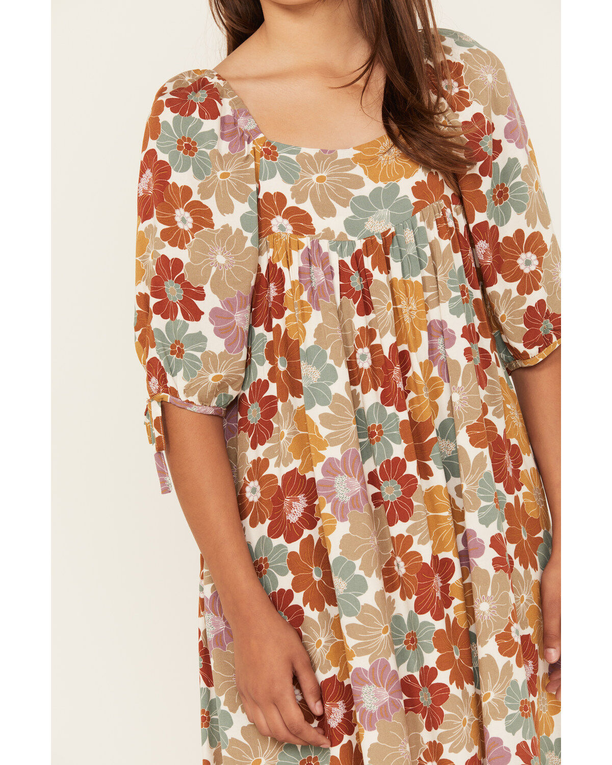 Image #3 - Hayden LA Girls' Floral Midi Dress, Mustard, hi-res