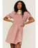 Beyond The Radar Women's Rust Gingham Smocked Tie Back Dress, Rust Copper, hi-res