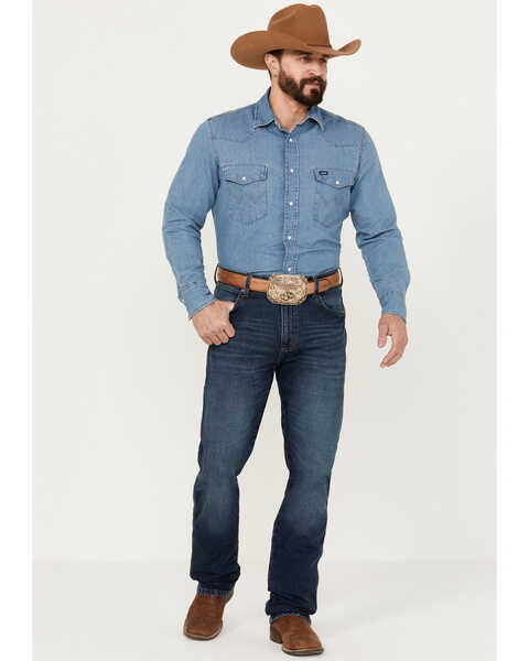 Wrangler Retro Men's Medium Wash Slim Straight Stretch Jeans, Medium Wash, hi-res