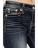 Image #4 - Miss Me Women's Dark Wash Mid Rise Angel Wing Cross Pocket Bootcut Stretch Denim Jeans, , hi-res
