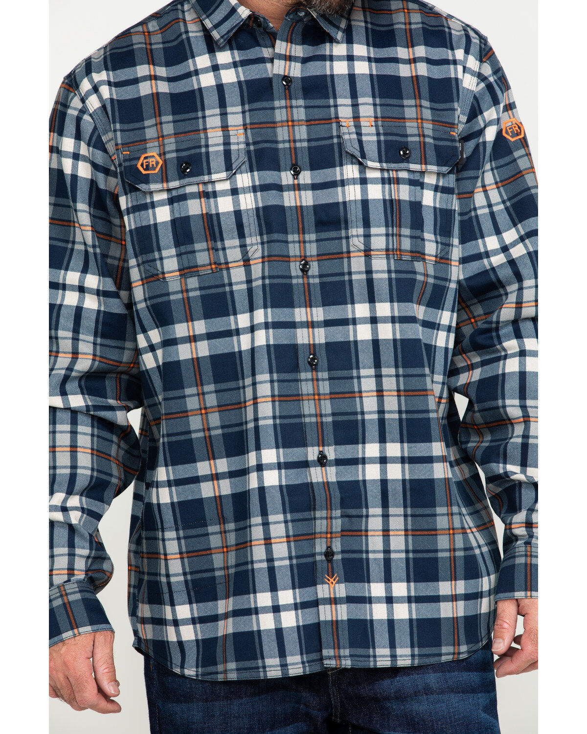 Image #4 - Hawx Men's FR Plaid Print Long Sleeve Woven Work Shirt - Tall, Blue, hi-res
