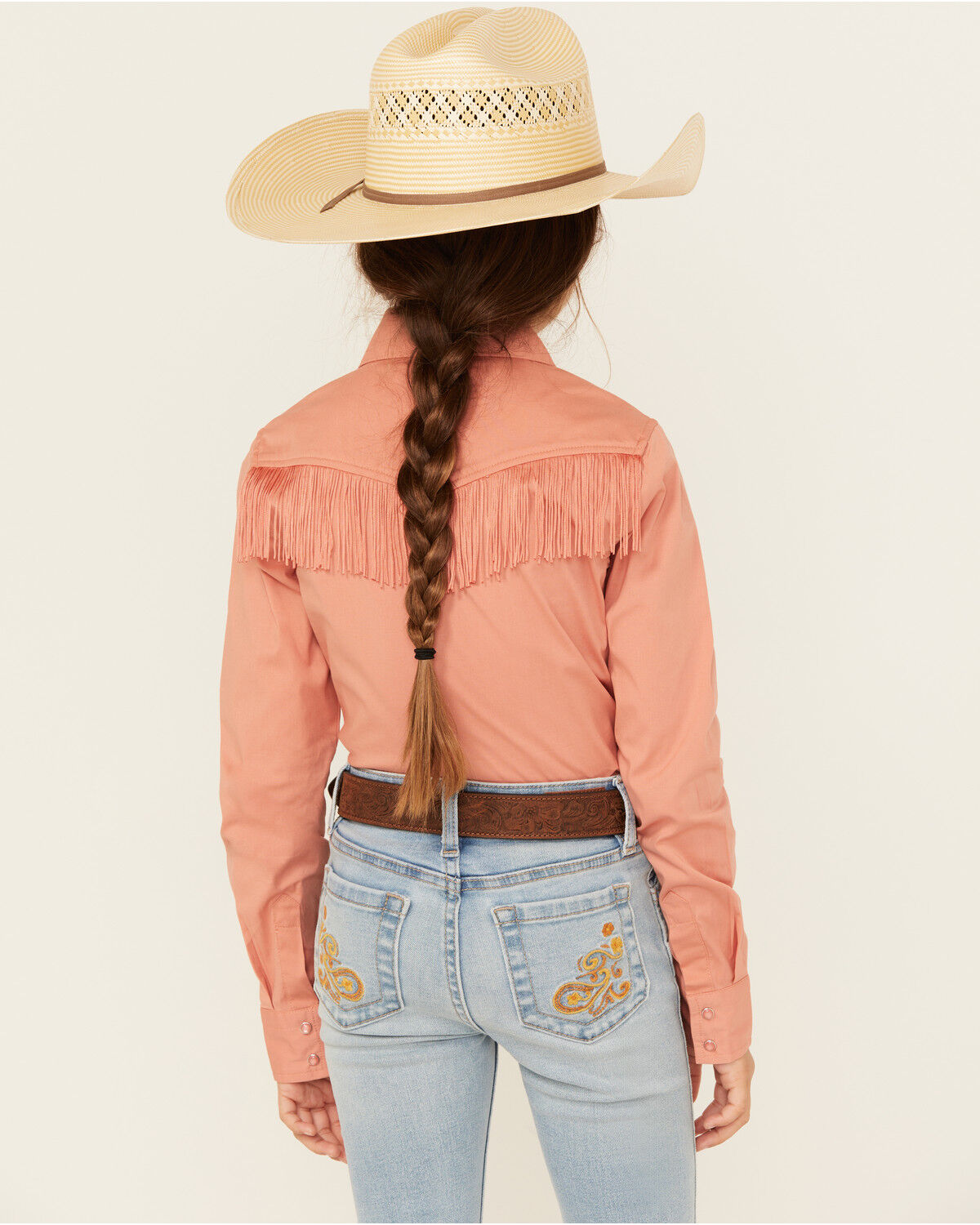 Product Name:  Shyanne Girls' Western Embroidered Fringe Long Sleeve Snap Stretch Western Shirt