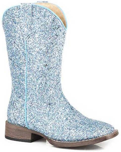 Roper Toddler Girls' Glitter Galore Western Boots - Square Toe, Blue, hi-res
