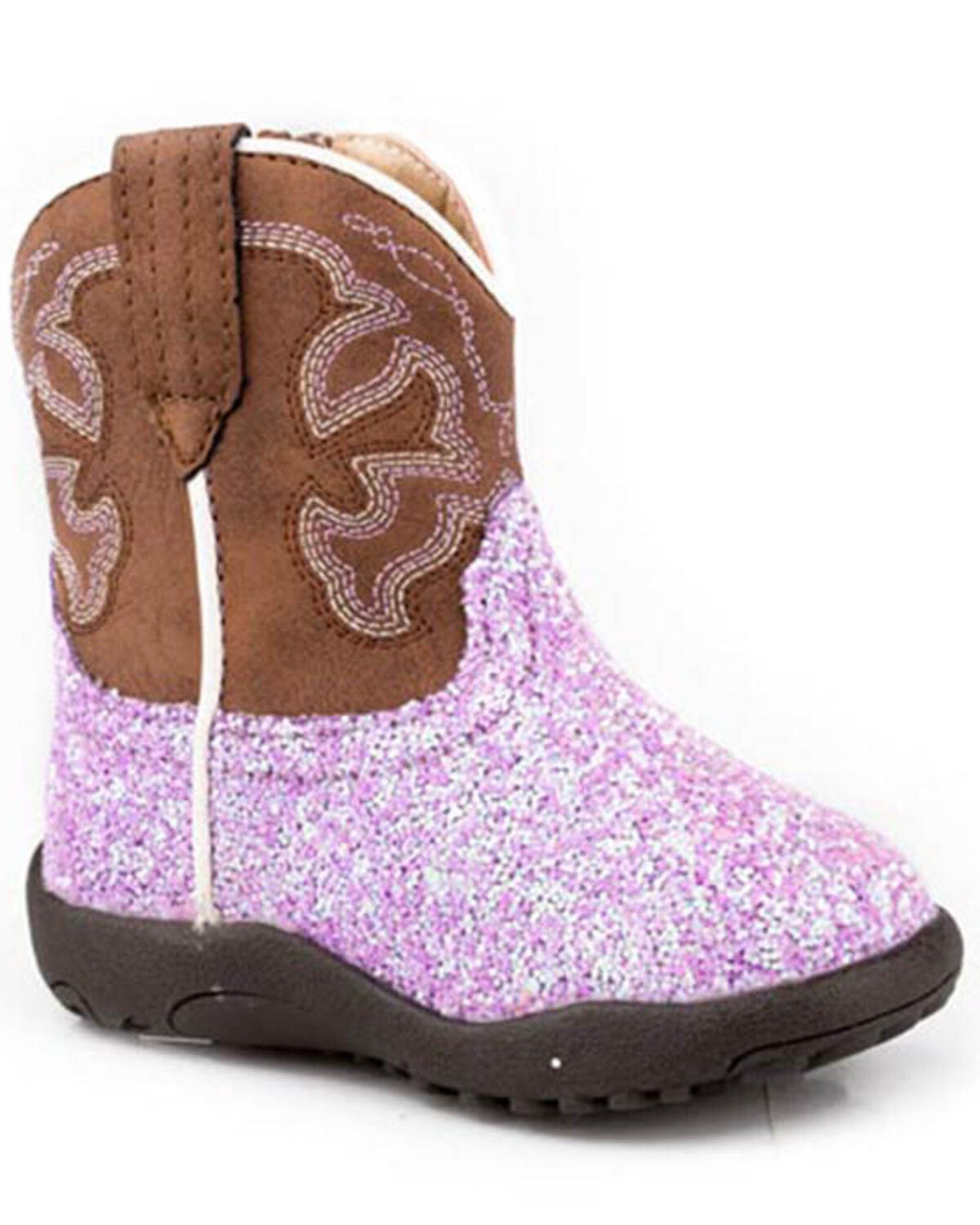 Roper Infant Girls' Cowbabies Glitter Blast Western Boots - Round Toe, Purple, hi-res