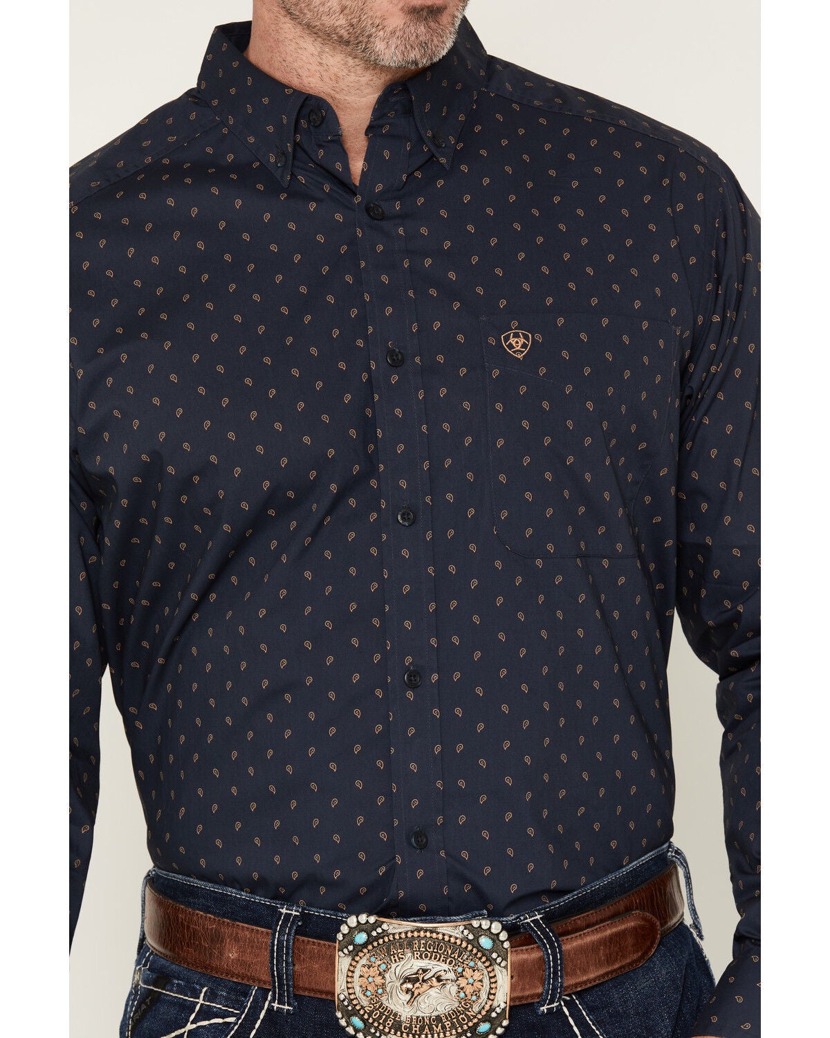 Image #3 - Ariat Men's Canyon Paisley Print Long Sleeve Button-Down Western Shirt - Big, Blue, hi-res
