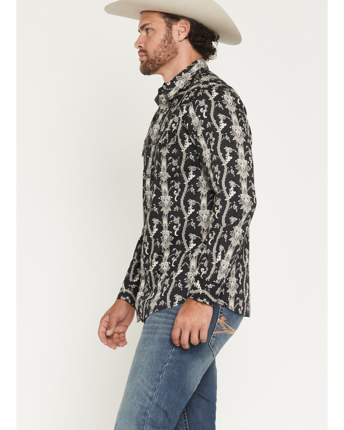 Moonshine Spirit Men's Twenty Four Seven Floral paisley Print Long Sleeve Snap Western Shirt