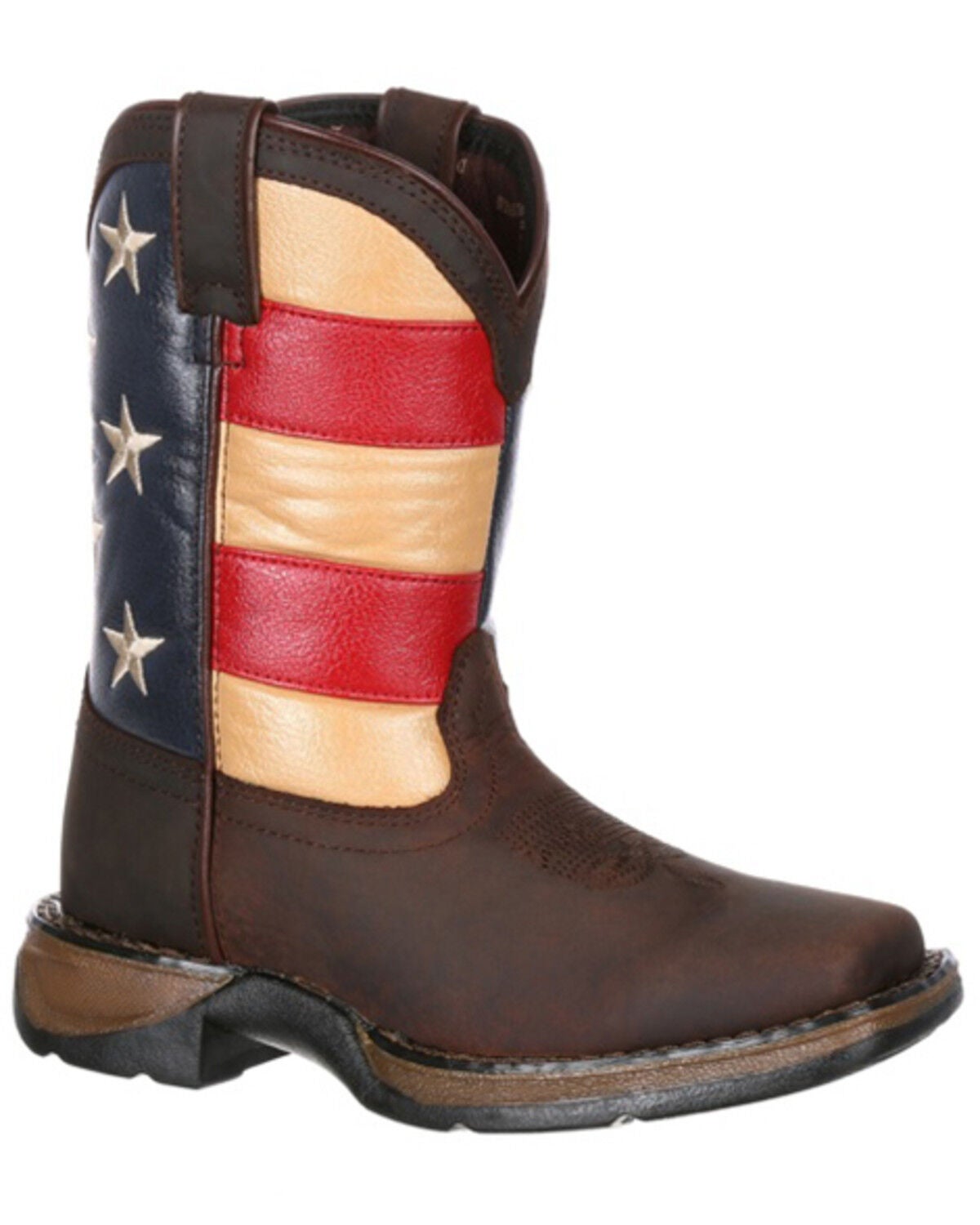 Durango Boys' Americana Western Boots - Broad Square Toe, Dark Brown, hi-res