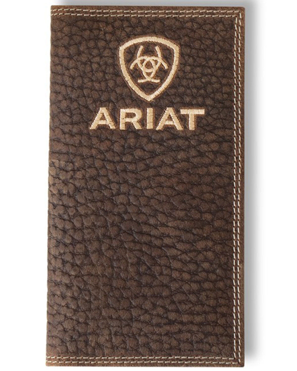 Ariat Men's Bull Hide Embroidered Rodeo Wallet, Brown, hi-res
