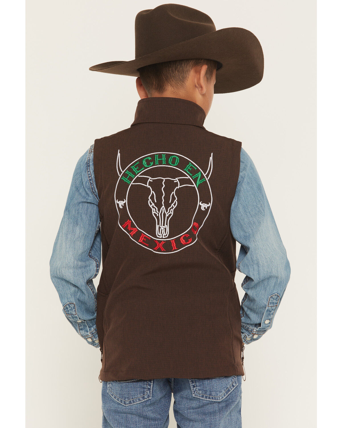 Image #1 - Cowboy Hardware Boys' Hecho En Mexico Vest, Brown, hi-res