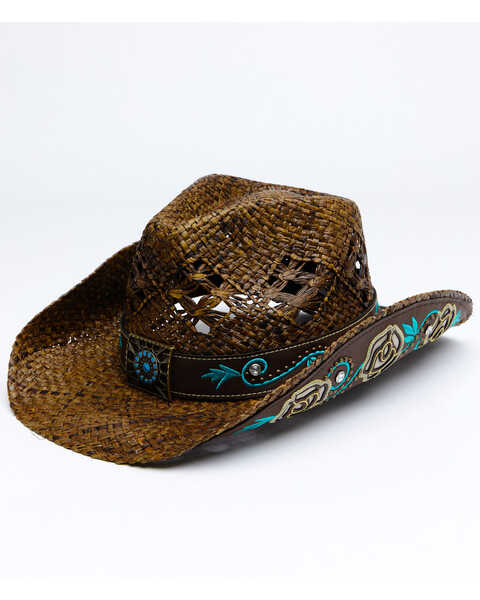 Image #1 - Shyanne Women's Mena Concho Straw Cowboy Hat, Natural, hi-res