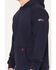 Image #3 - Ariat Men's FR Durastretch&trade; Solid Hooded Sweatshirt, Navy, hi-res