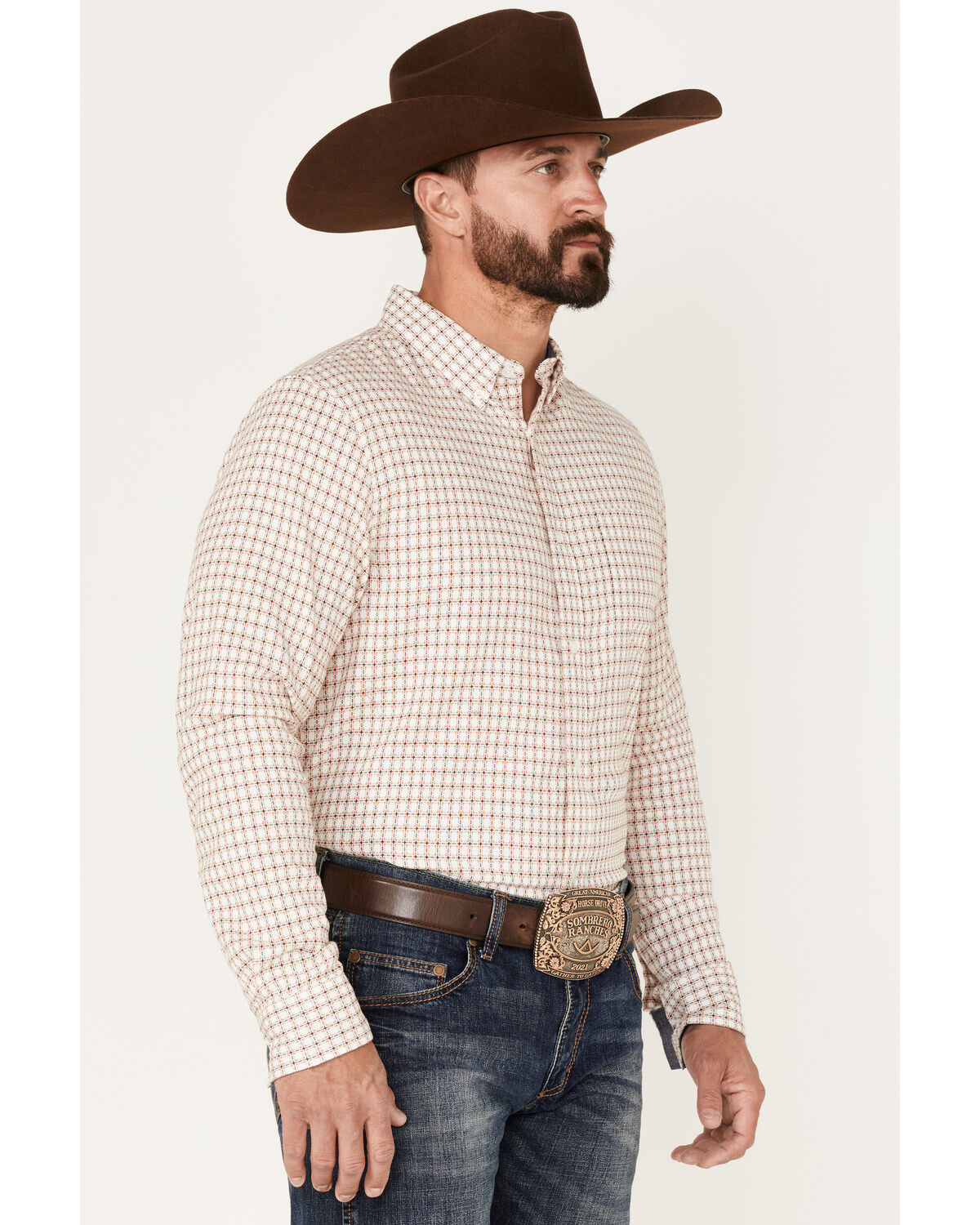 Image #2 - Cody James Men's Getaway Check Button-Down Western Shirt, White, hi-res
