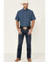 Panhandle Men's Geo Print Performance Short Sleeve Western Shirt , Blue, hi-res