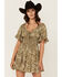 Image #2 - Angie Women's Floral Print Smocked Waist Mini Dress, , hi-res