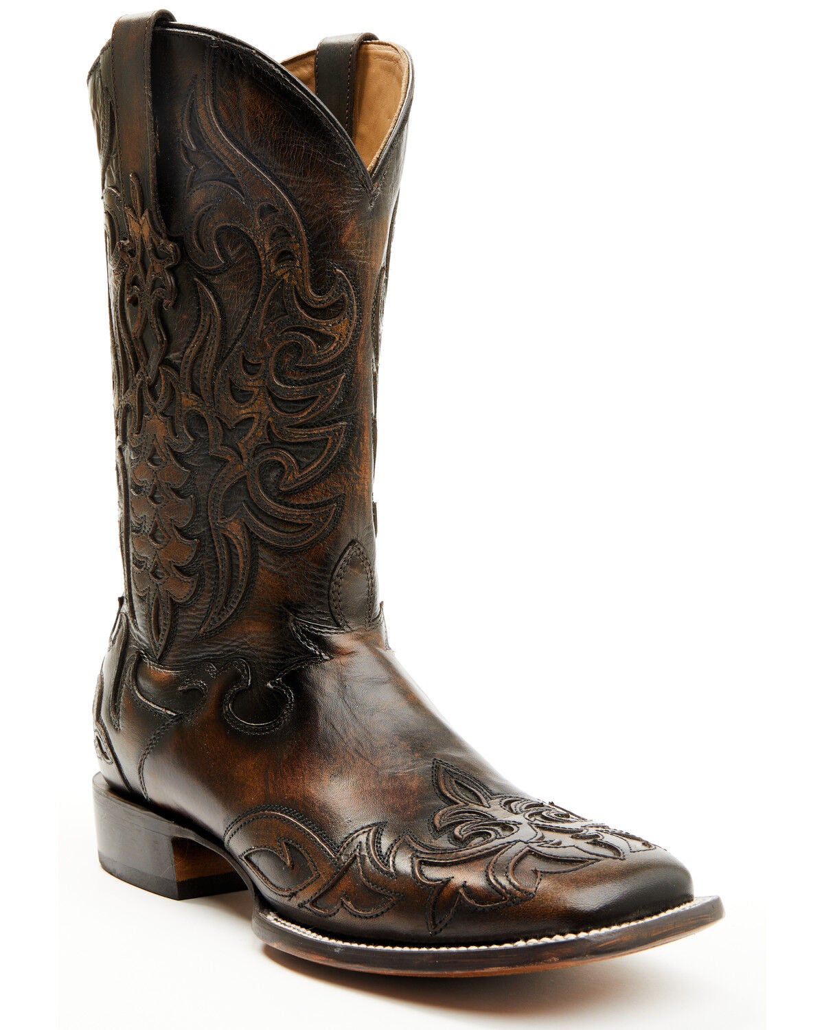 Corral Men's Overlay Embroidered Western Boots - Broad Square Toe, Black, hi-res