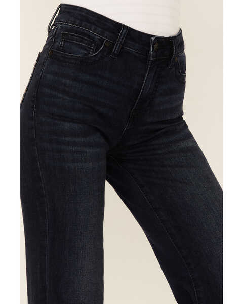 Image #2 - Shyanne Women's Chandelier Pocket High Rise Flare Jeans, Dark Blue, hi-res