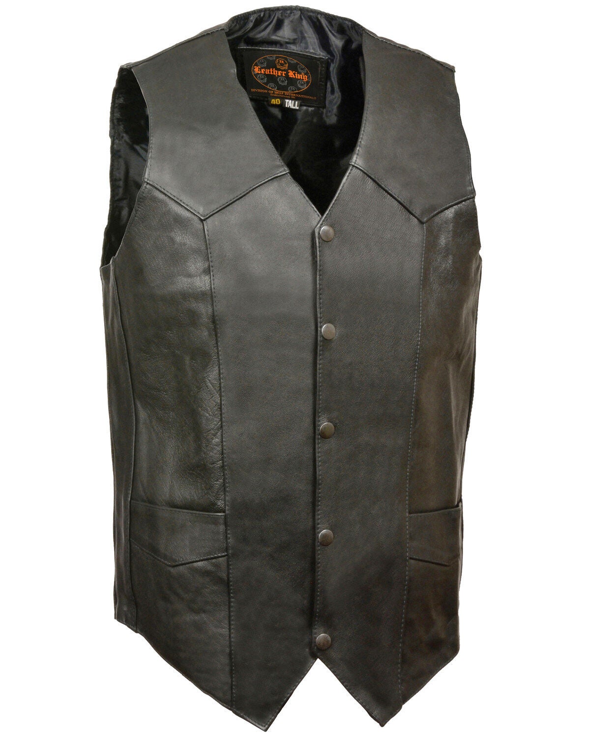 Milwaukee Leather Men's Snap Front Biker Vest - Big & Tall, Black, hi-res