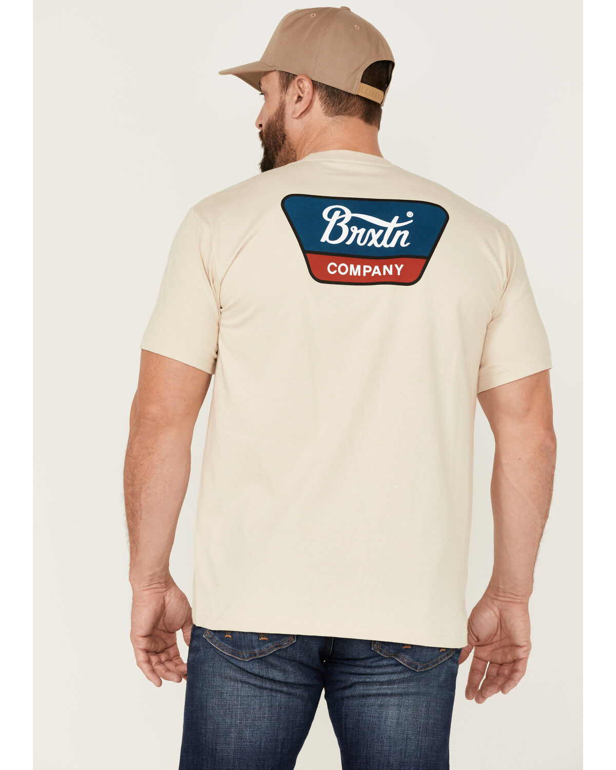 Image #4 - Brixton Men's Linwood Logo Graphic Standard T-Shirt, Cream, hi-res