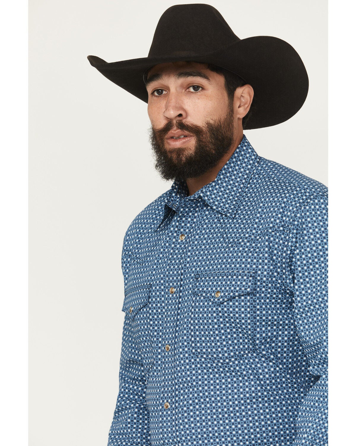 Image #2 - Wrangler 20X Men's Geo Print Long Sleeve Snap Stretch Western Shirt, Blue, hi-res
