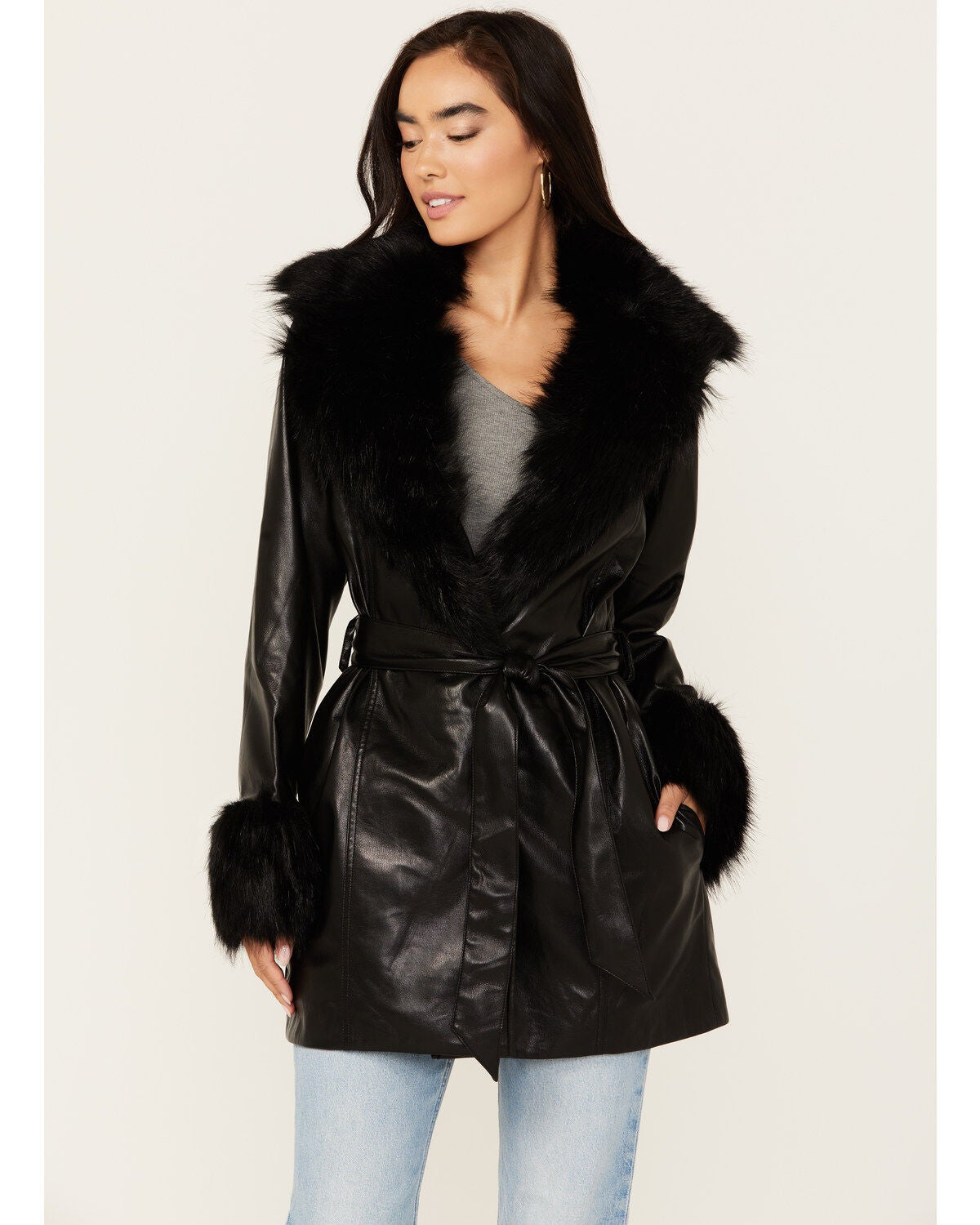 Image #3 - Show Me Your Mumu Women's Faux Leather and Fur Penny Lane Coat , , hi-res