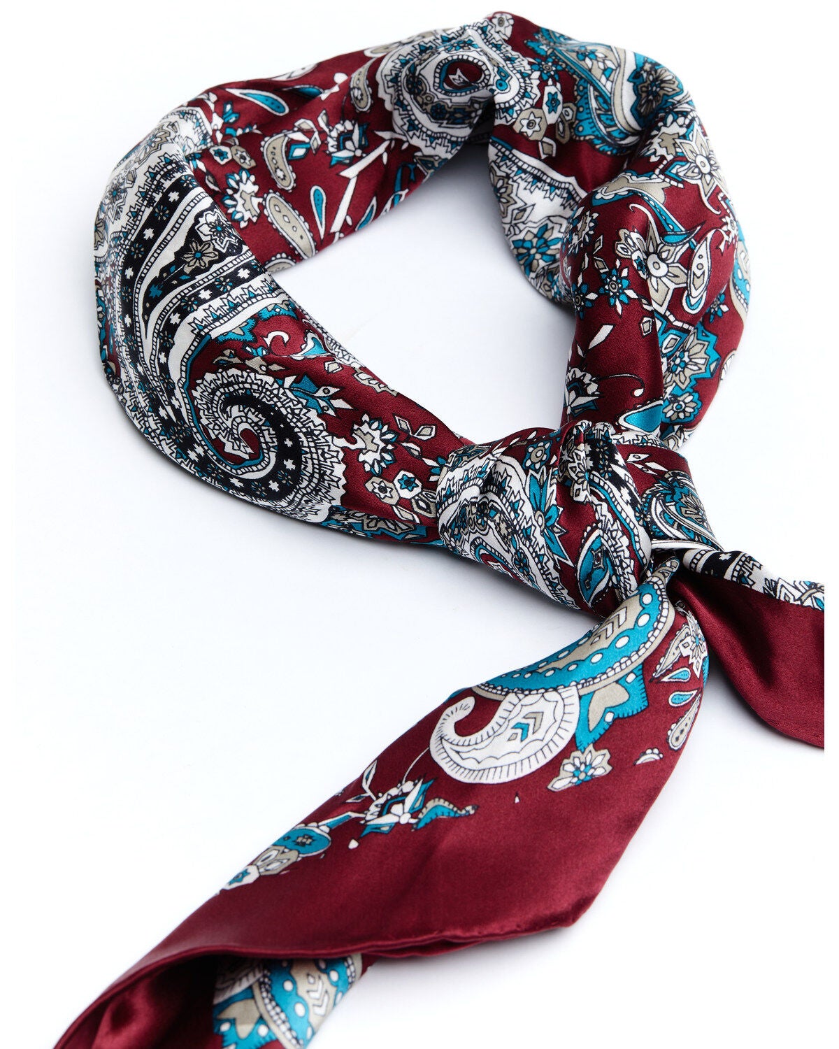 Cody James Men's Silk Burgundy Paisley Wild Rag Scarf, Burgundy, hi-res