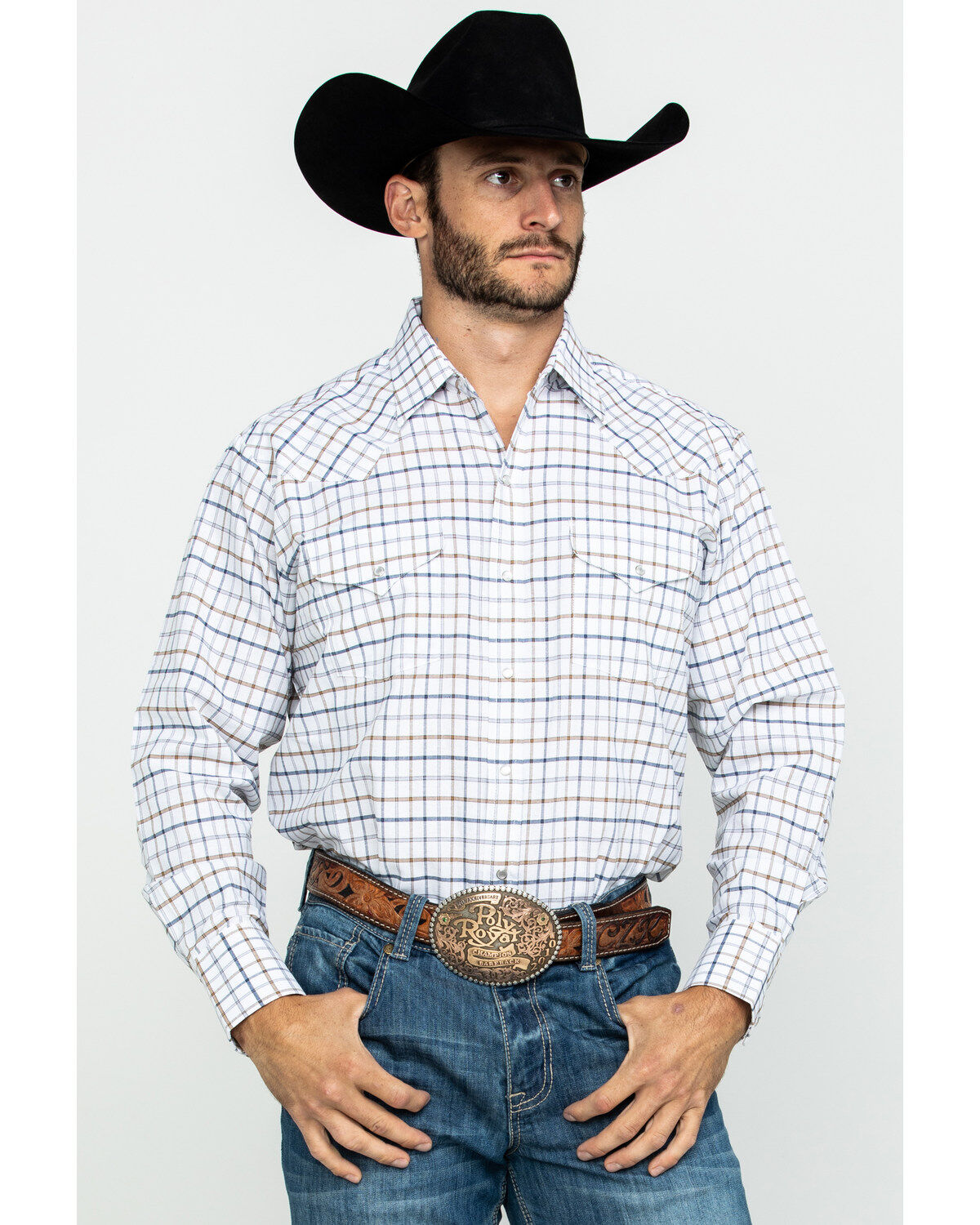 Image #1 - Ely Cattleman Men's Assorted Wrinkle Resistant Plaid Long Sleeve Western Shirt, Multi, hi-res