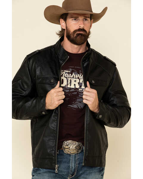 Cody James Men's Backwoods Distressed Faux Leather Moto Jacket - Tall , Black, hi-res