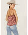 Panhandle Women's Floral Satin Button Front Cami, Rust Copper, hi-res