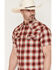 Image #2 - Moonshine Spirit&reg; Men's Deep Red Dobby Plaid Print Short Sleeve Snap Western Shirt, Red, hi-res