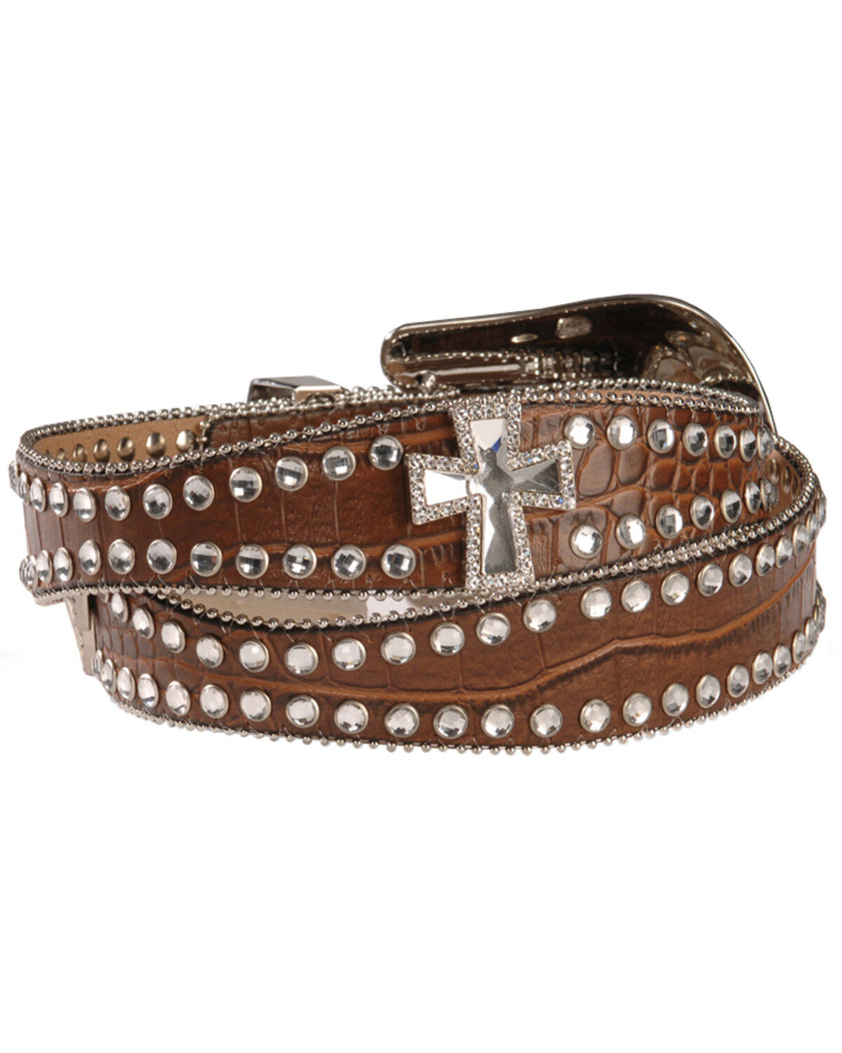 送料無料 Blazin Roxx Scalloped Rhinestone Cross Croc Print Belt 小物