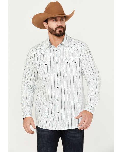 Moonshine Spirit Men's Elderflower Striped Long Sleeve Western Snap Shirt, White, hi-res