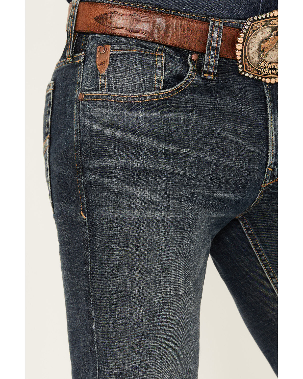 Image #2 - Moonshine Spirit Men's Pantera Wash Decker Slim Straight Stretch Denim Jeans, Dark Wash, hi-res