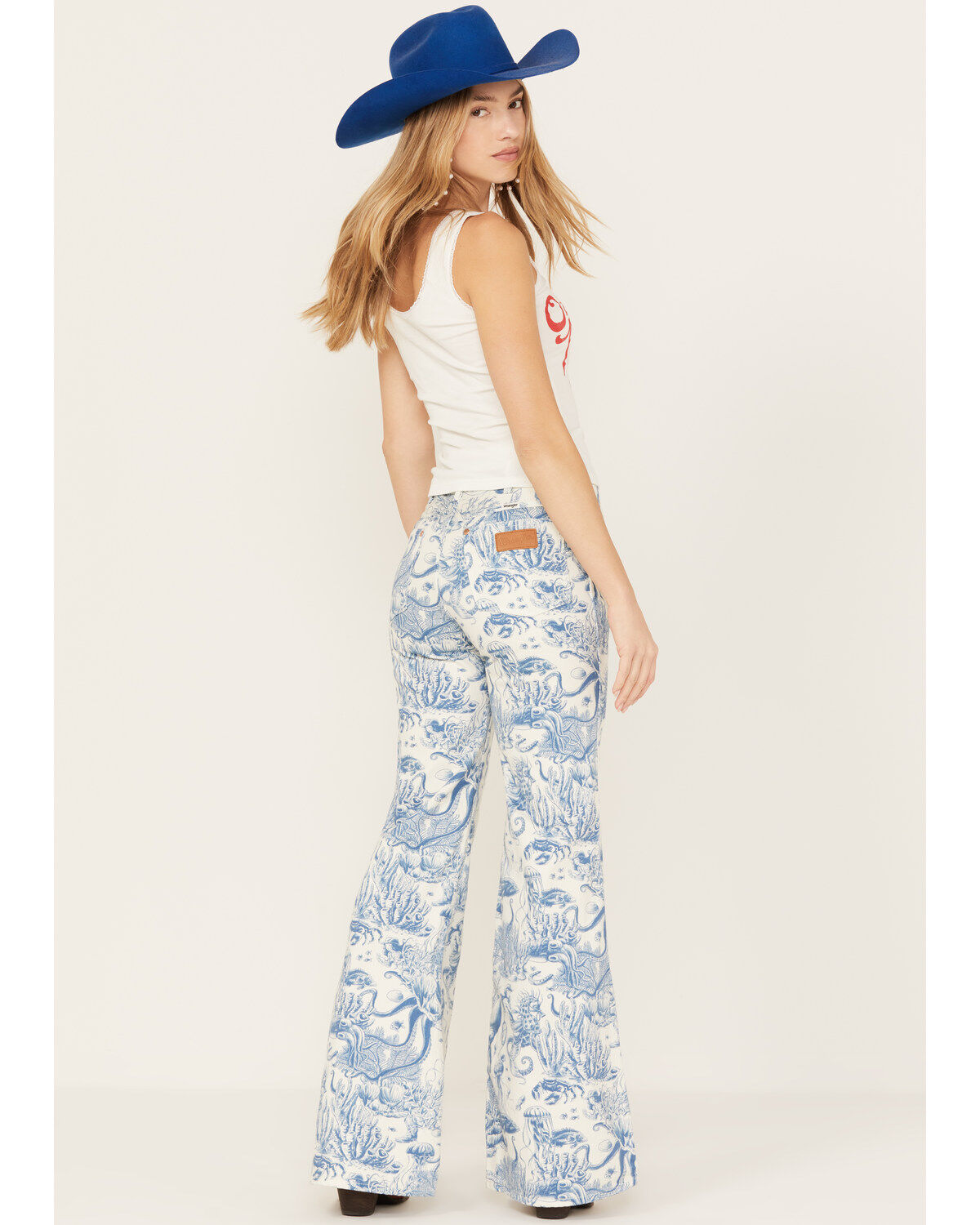 Image #3 - Wrangler Women's High Rise Nautical Print Wanderer Flare Jeans, Multi, hi-res