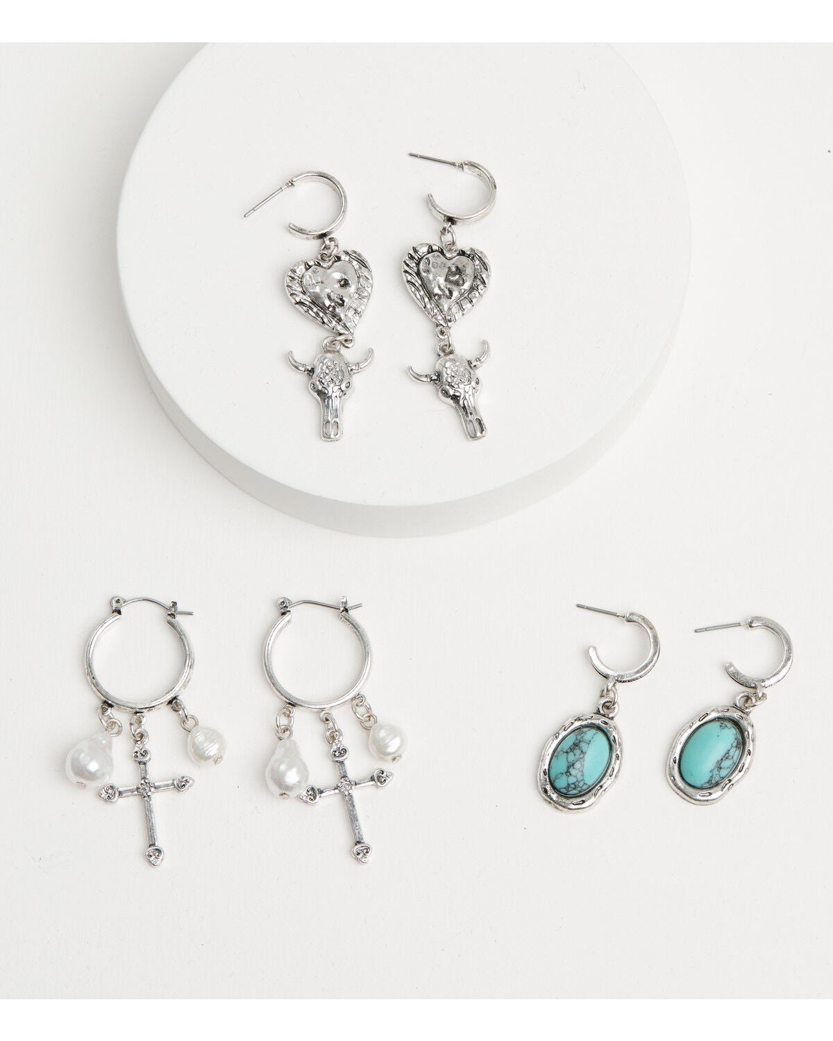 Shyanne Women's Hoop Earrings Set - 3 Piece, Silver, hi-res