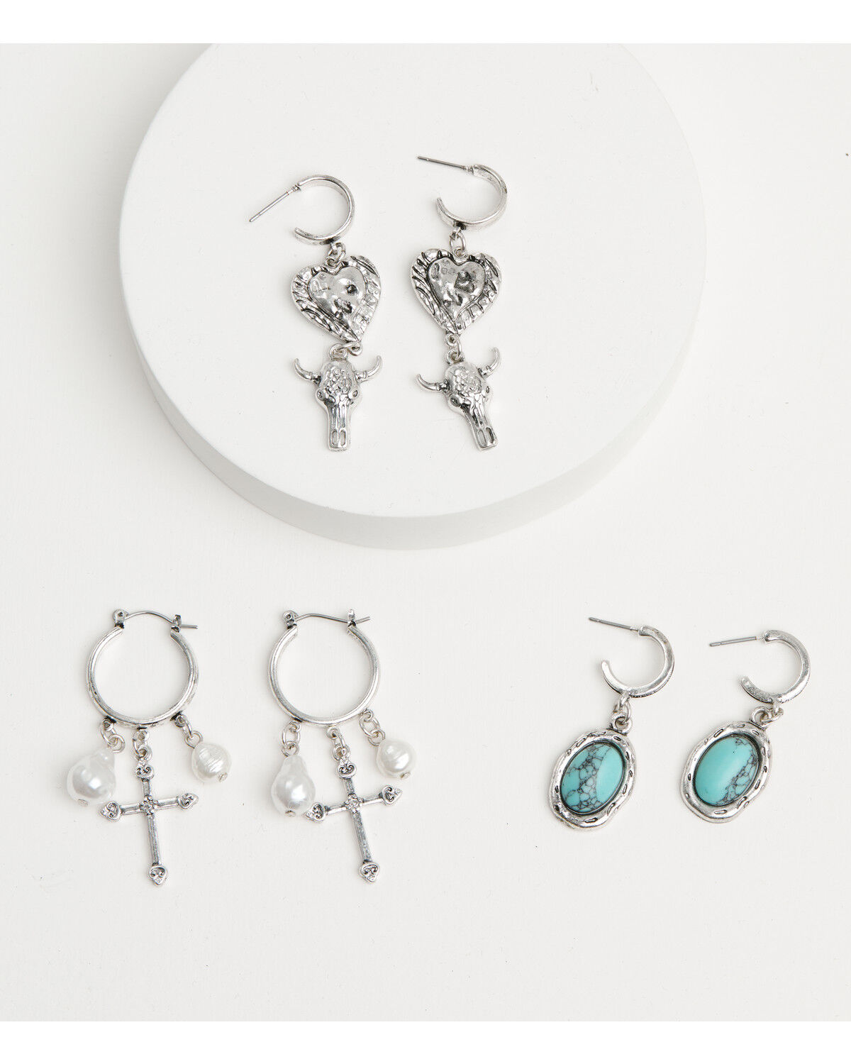 Image #1 - Shyanne Women's Hoop Earrings Set - 3 Piece, Silver, hi-res