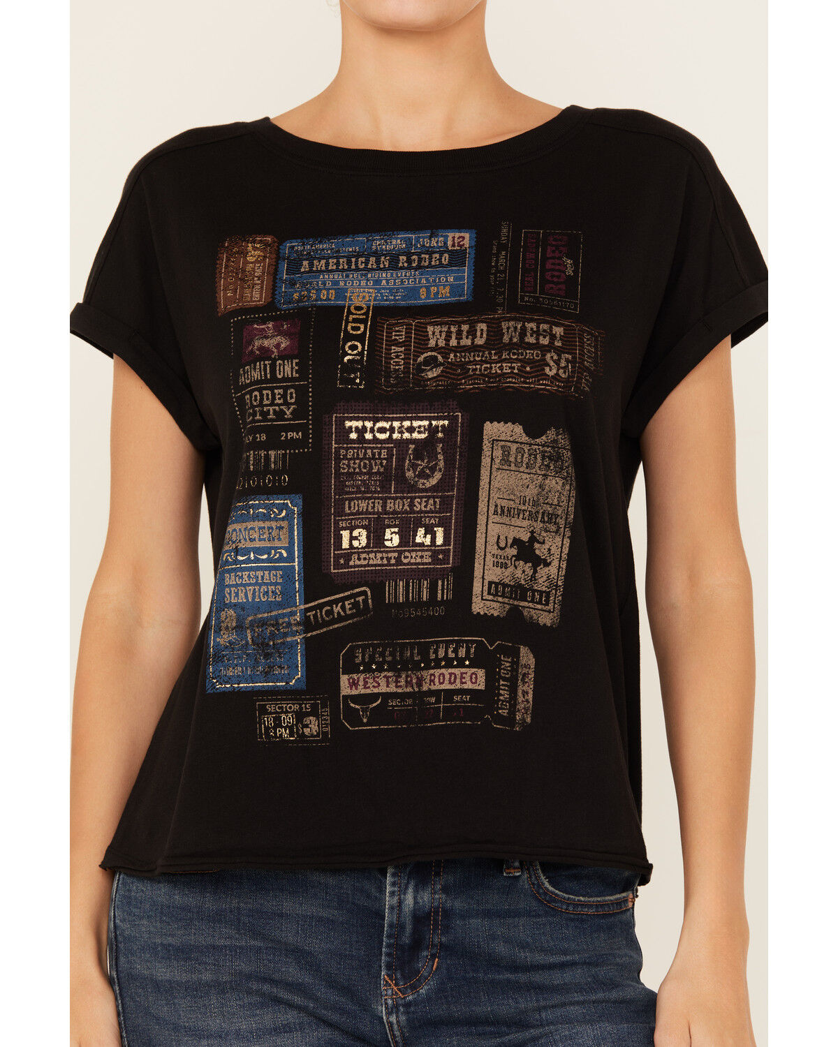 Image #3 - Shyanne Women's Rodeo Tickets Short Sleeve Graphic Tee, Black, hi-res