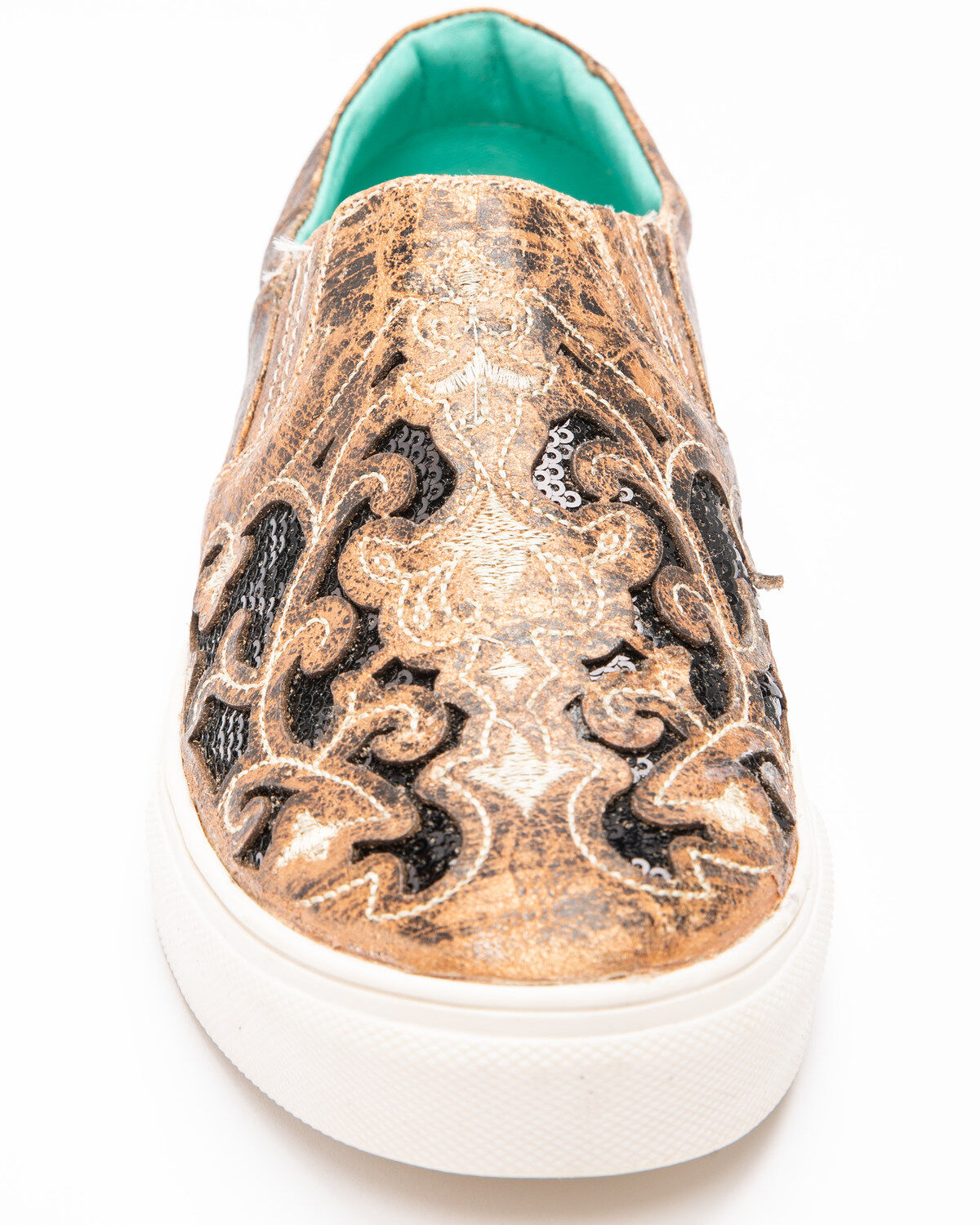 Image #4 - Corral Women's Floral Embroidered Glitter Inlay Sneakers, Black, hi-res