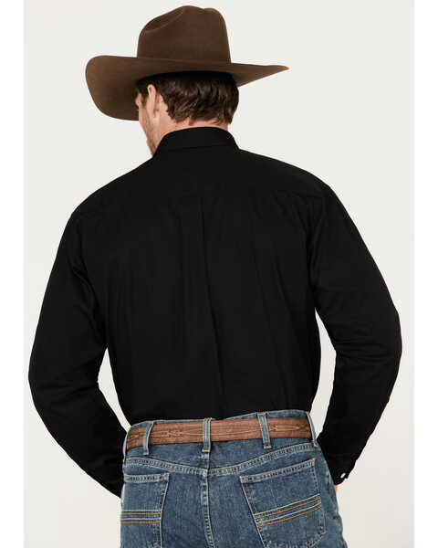 Cinch Men's Solid Long Sleeve Button Down Western Shirt, Black, hi-res